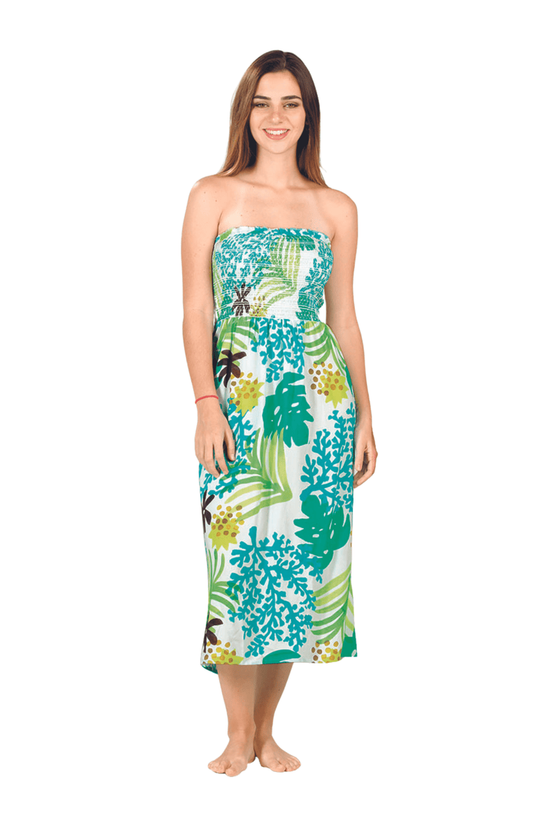Tropical Reef Print Long Tube Dress