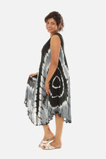 Boho Chic Tie Dye Rayon Mid-Length Dress for Effortless Style