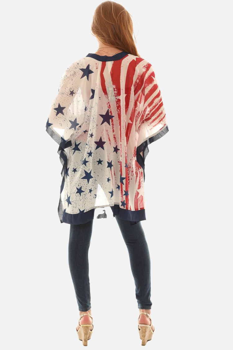 Sheer Star and Stripes Open Cardigan - Shoreline Wear, Inc.