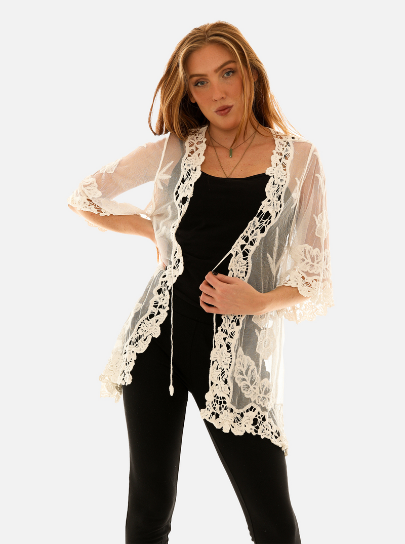 Floral Mesh CoverUp/Cardigan
