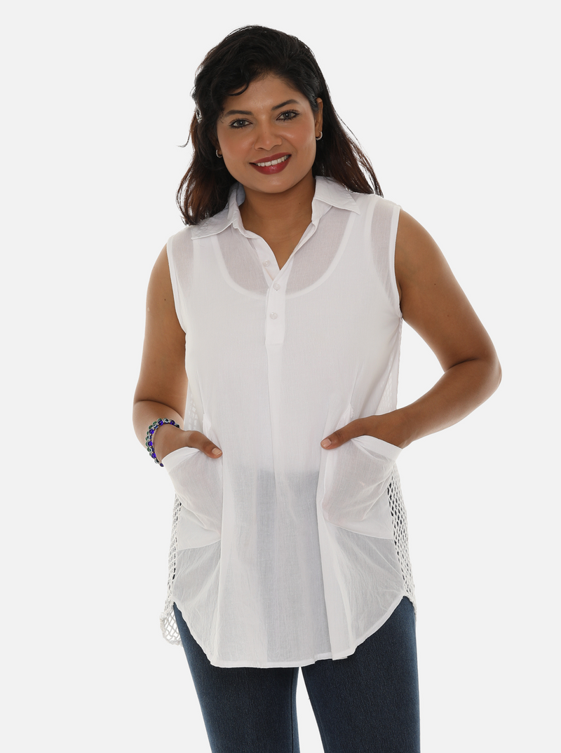 Women's Pin Stripe Button-up Shirt
