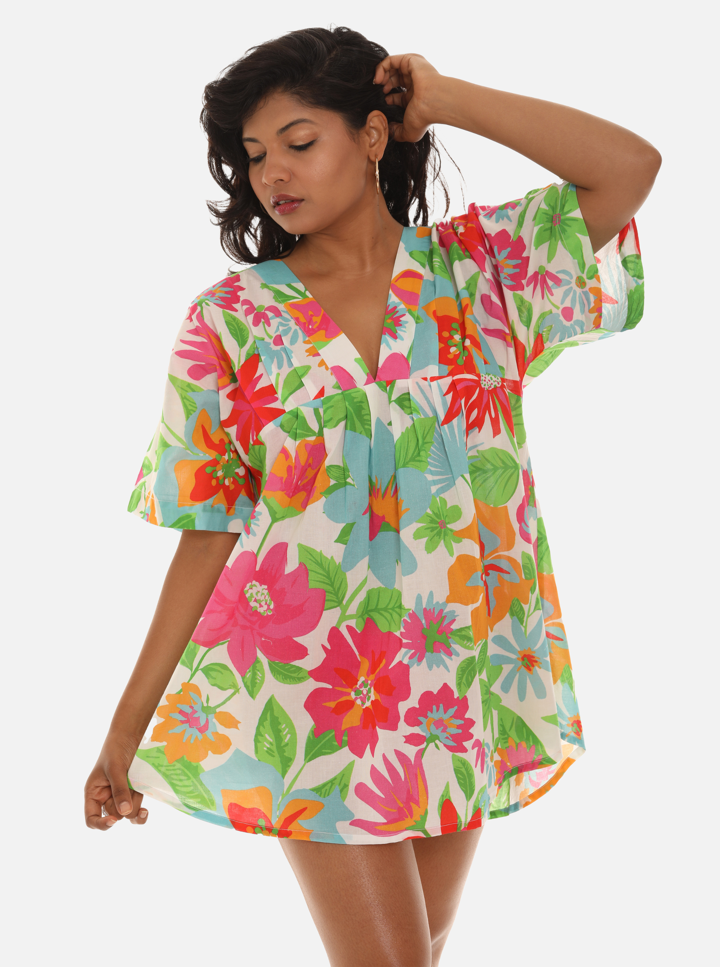 Women's V-Neck Floral Cover Up/Top - Shoreline Wear, Inc.