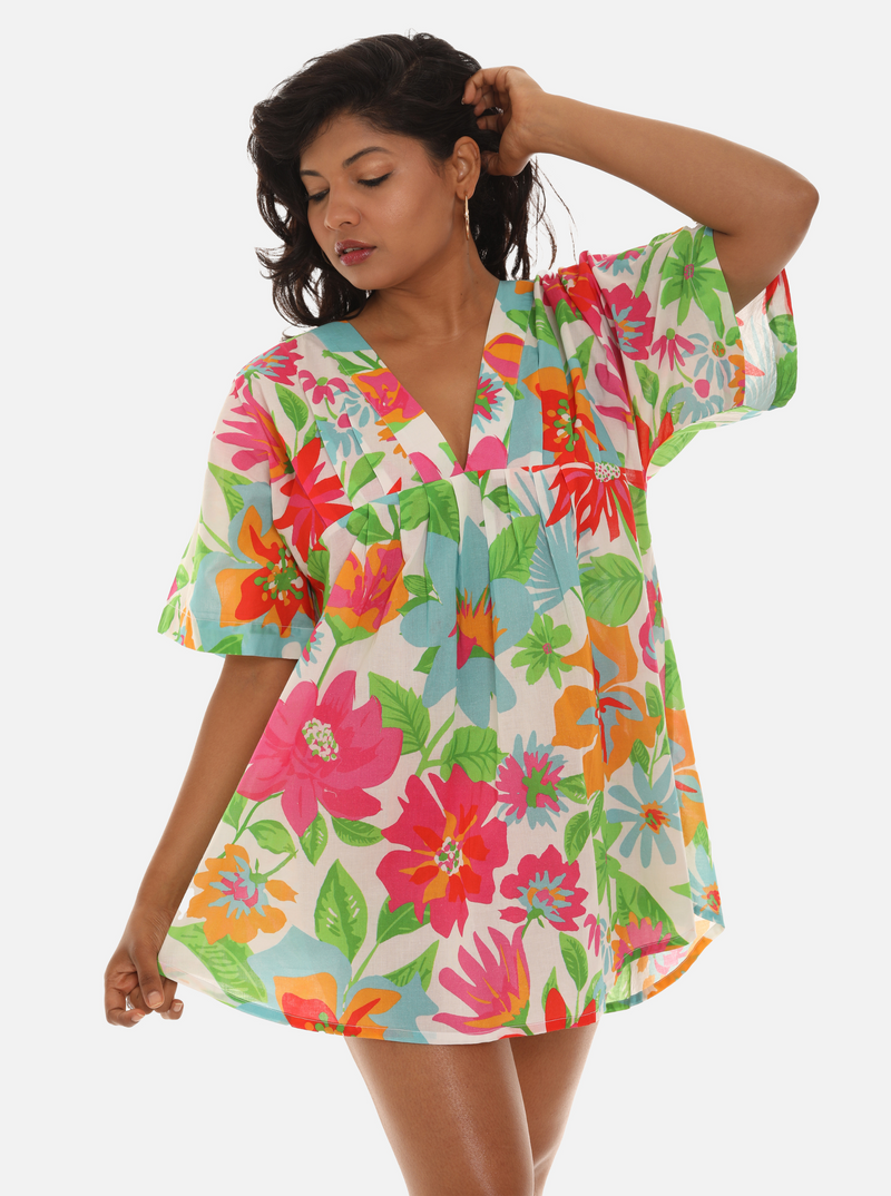 Women's V-Neck Floral Cover Up/Top