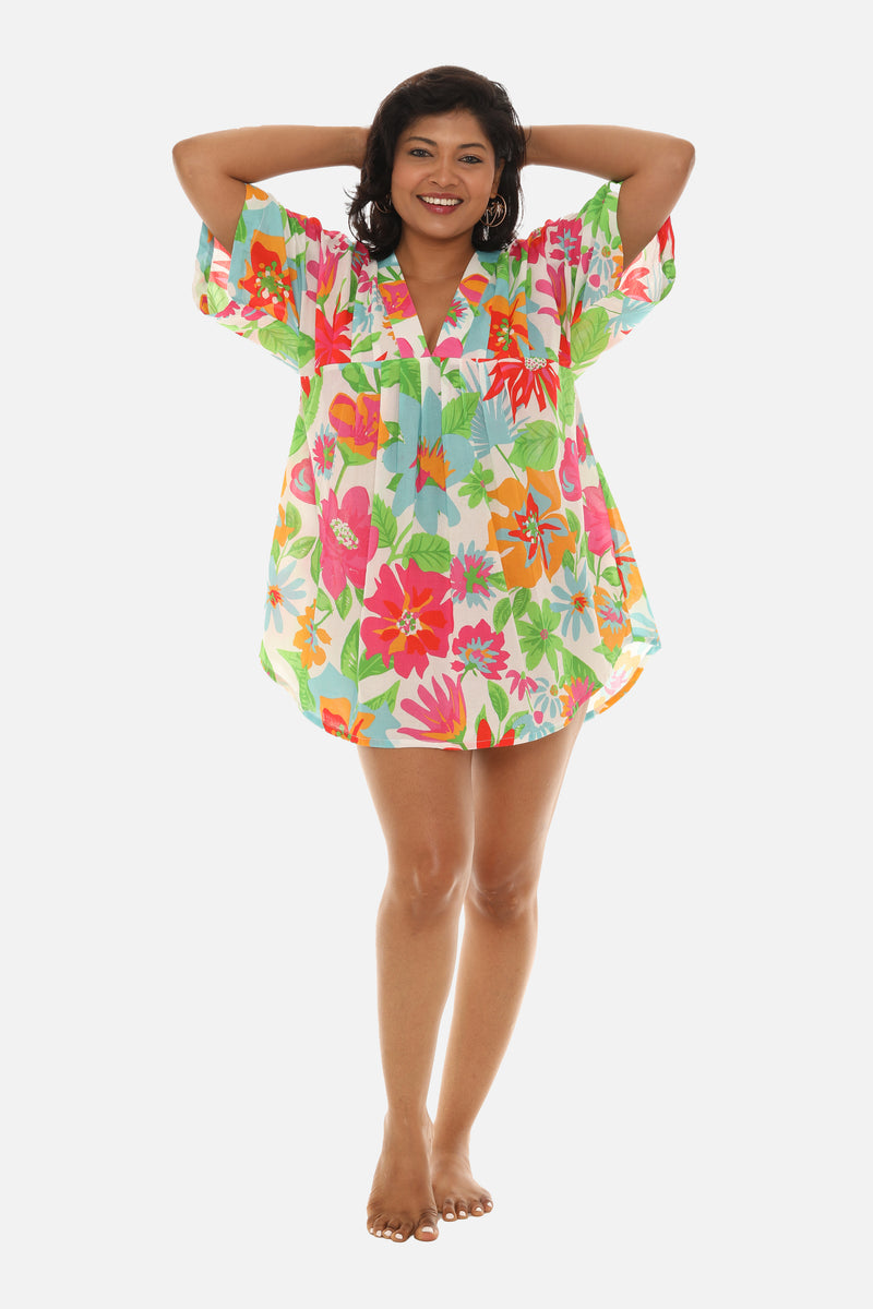 Women's V-Neck Floral Cover Up/Top