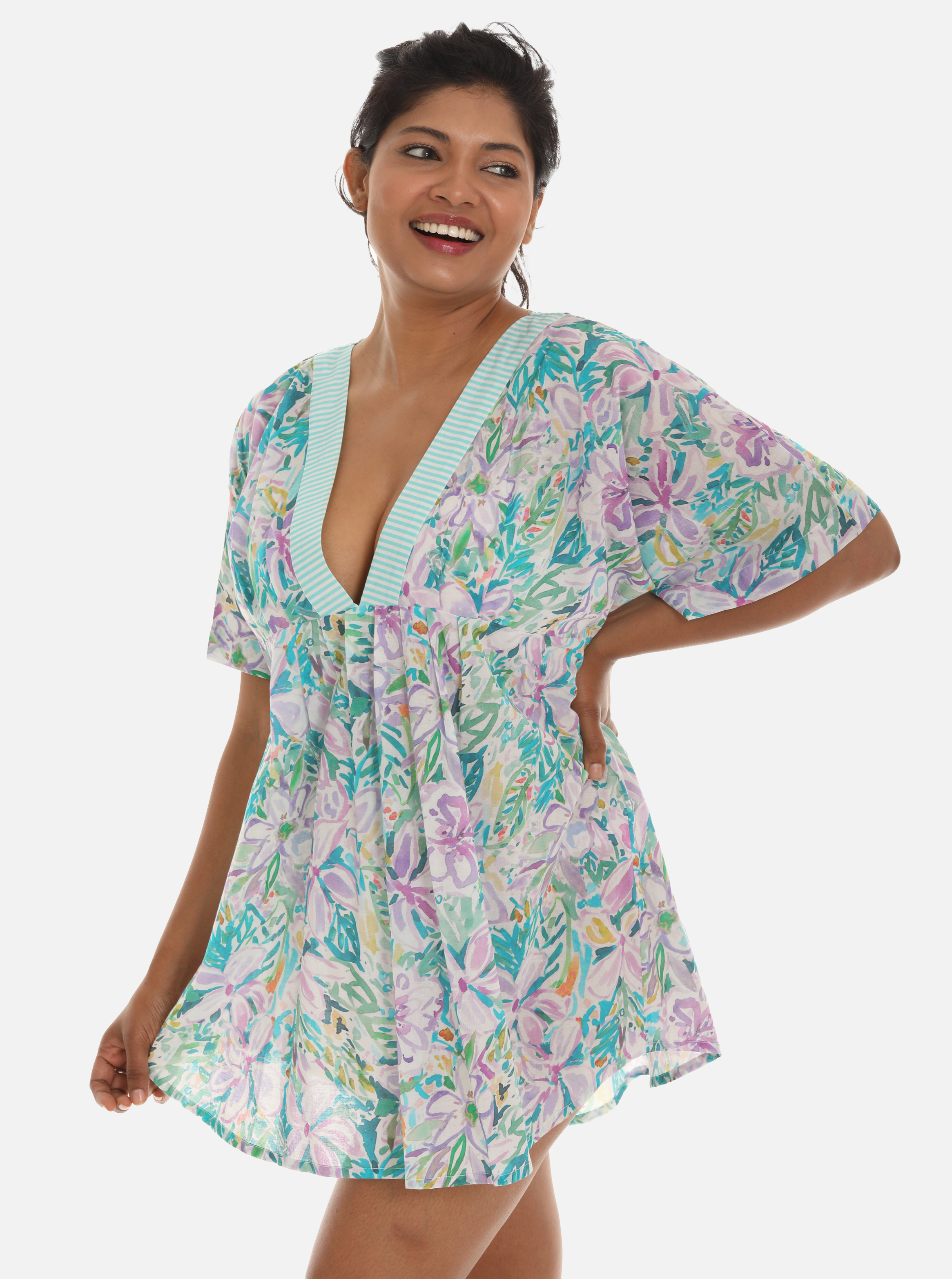 ユウナ　ホリデーラッピング付き Women's V-Neck Printed Cover Up/Top - Shoreline Wear, Inc.