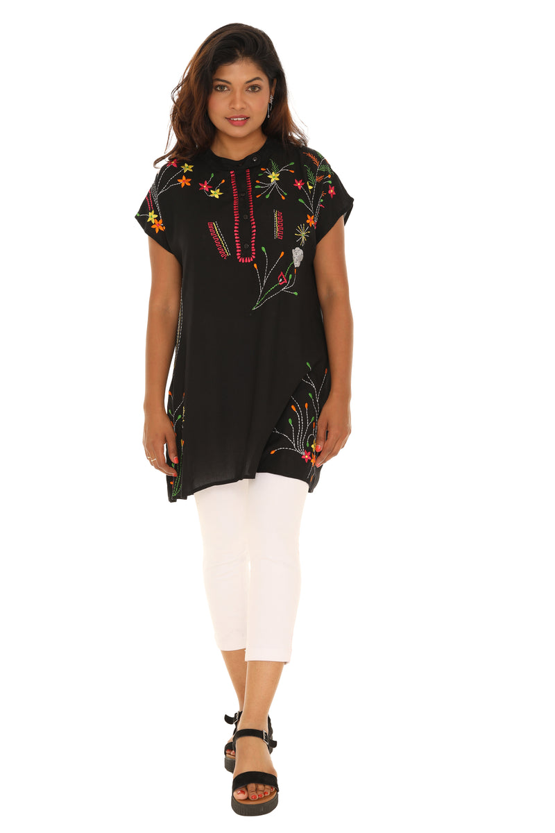 Black floral Embroidered Dress/Tunic
