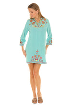 Floral Embroidered V- Neck Three-quarters Tunic