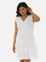 Women's Cotton Sleeveless Dress With Eyelet Detailing