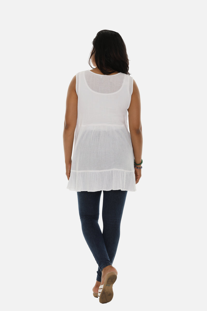 Sleeveless Two-Pocket Tunic Cum Dress for Effortless Summer Chic