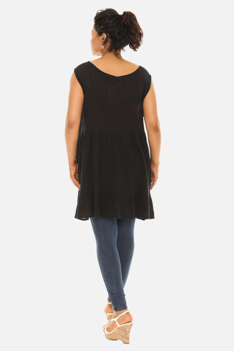 sleeveless winter tunic dress Linen Tunic Dress NERO