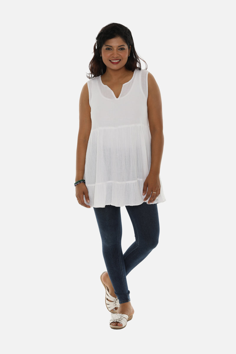 Sleeveless Two-Pocket Tunic Cum Dress for Effortless Summer Chic