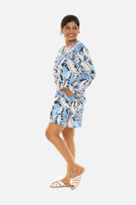 Long Sleeve UPF 50+ Leaf Print Dress