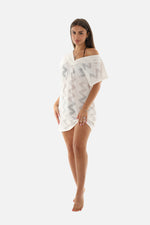 Short Sleeve UPF 50+ Zig Zag Pattern Mesh Women's Cover-Up
