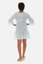 Women's Three-Quarter Sleeves Midi Dress With Block Leaf Print