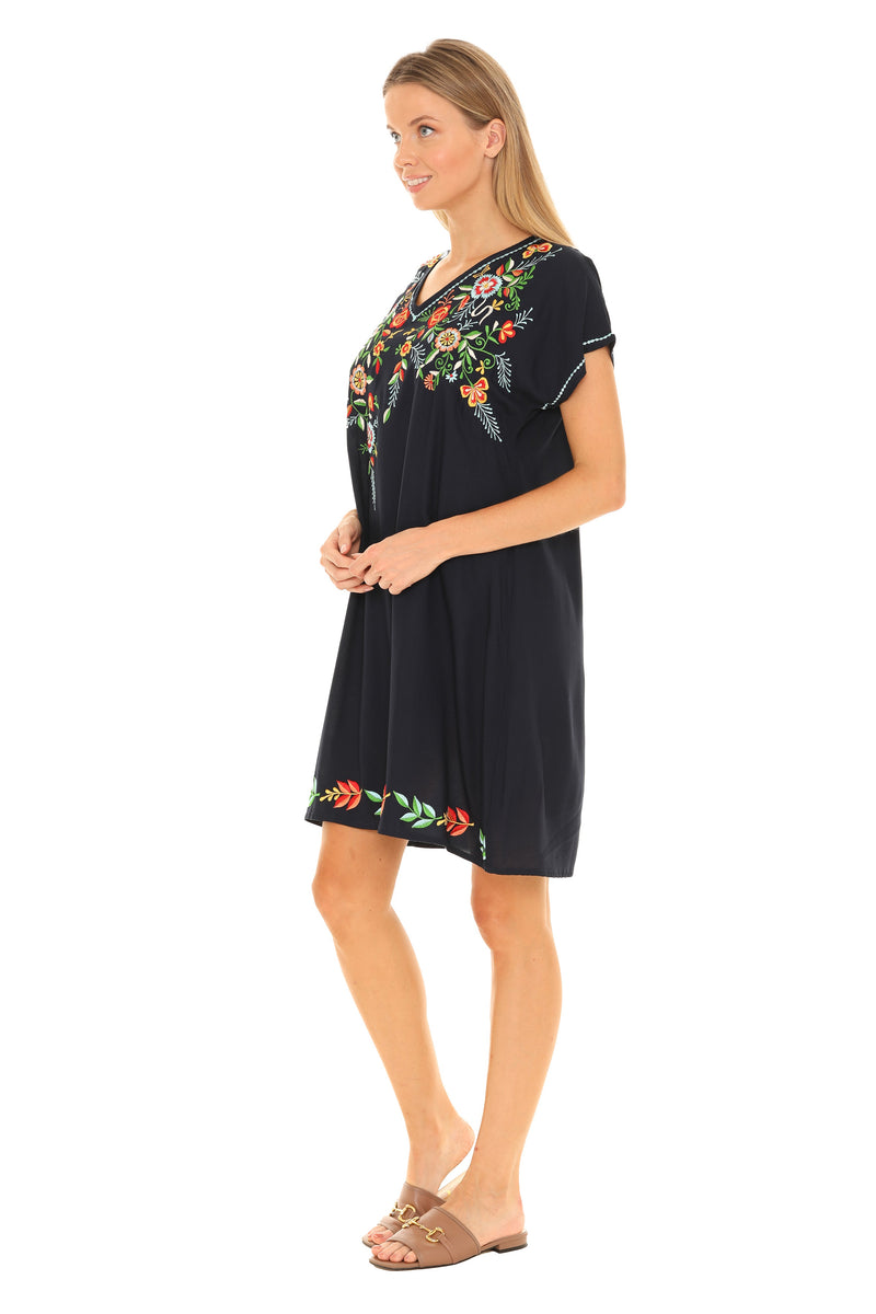 Multi Floral Embroidered Dress
