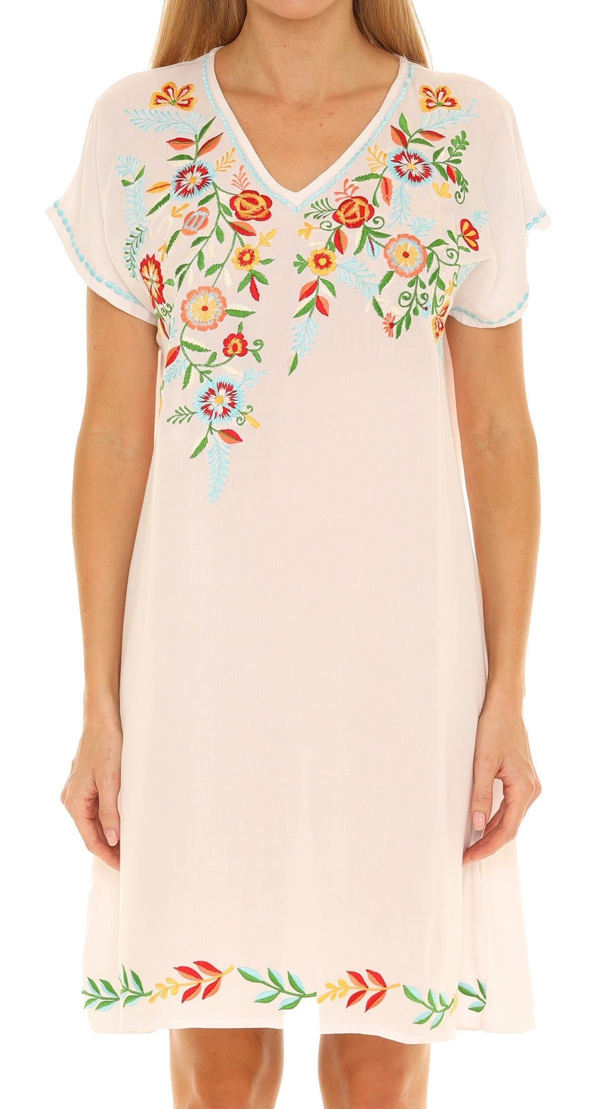 Multi Floral Embroidered Dress M / NAVY Multi Floral Embroidered Dress M / NAVY