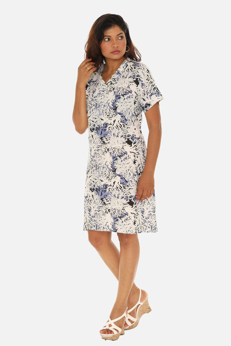 Coral Reef Print Short Sleeves Dress