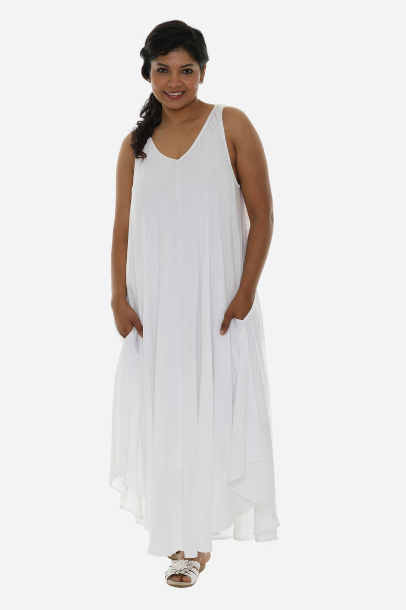 sleeveless long white dress White Sleeveless Faux-Wrap Maxi Dress | Womens | X-Small (Available in M) | 100% Polyester | Lulus