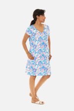 UPF 50+ Short Sleeve Knee Length V-Neck Dress