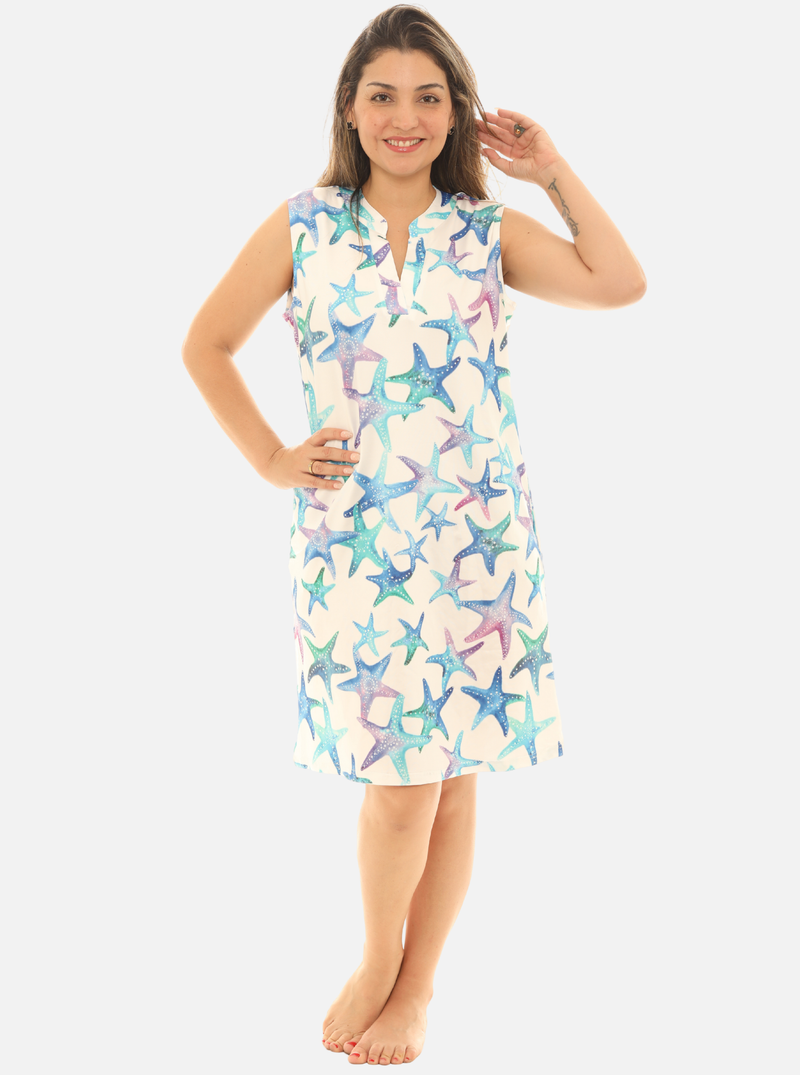 upf dress beach Women’s 50+ Sun Protection – Sleeveless & Casual with Starfish Print flame Large 10 12 38 Size:38 (4) Women's Paradisa Atlantis Green