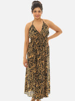 Abstract Paisley Print Halter Neck Sleeveless Maxi Dress