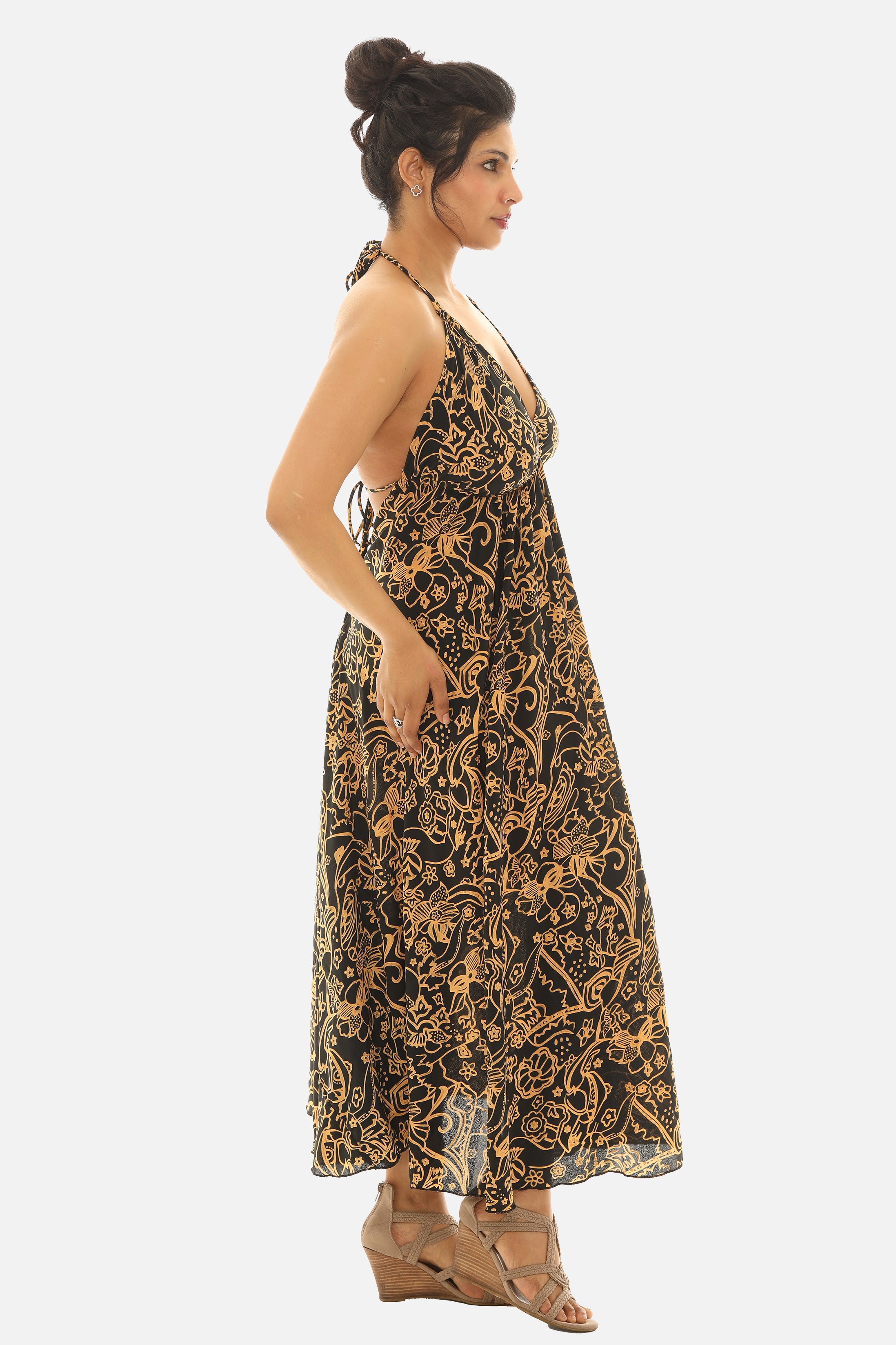 paisley print halter maxi dress Veronica Beard Ayanna Halter Maxi Dress | Black Multi