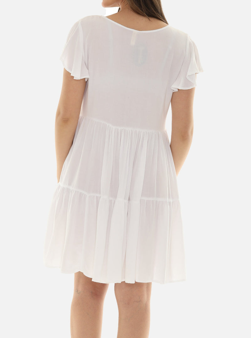 Tiered Midi Dress With Short Sleeves