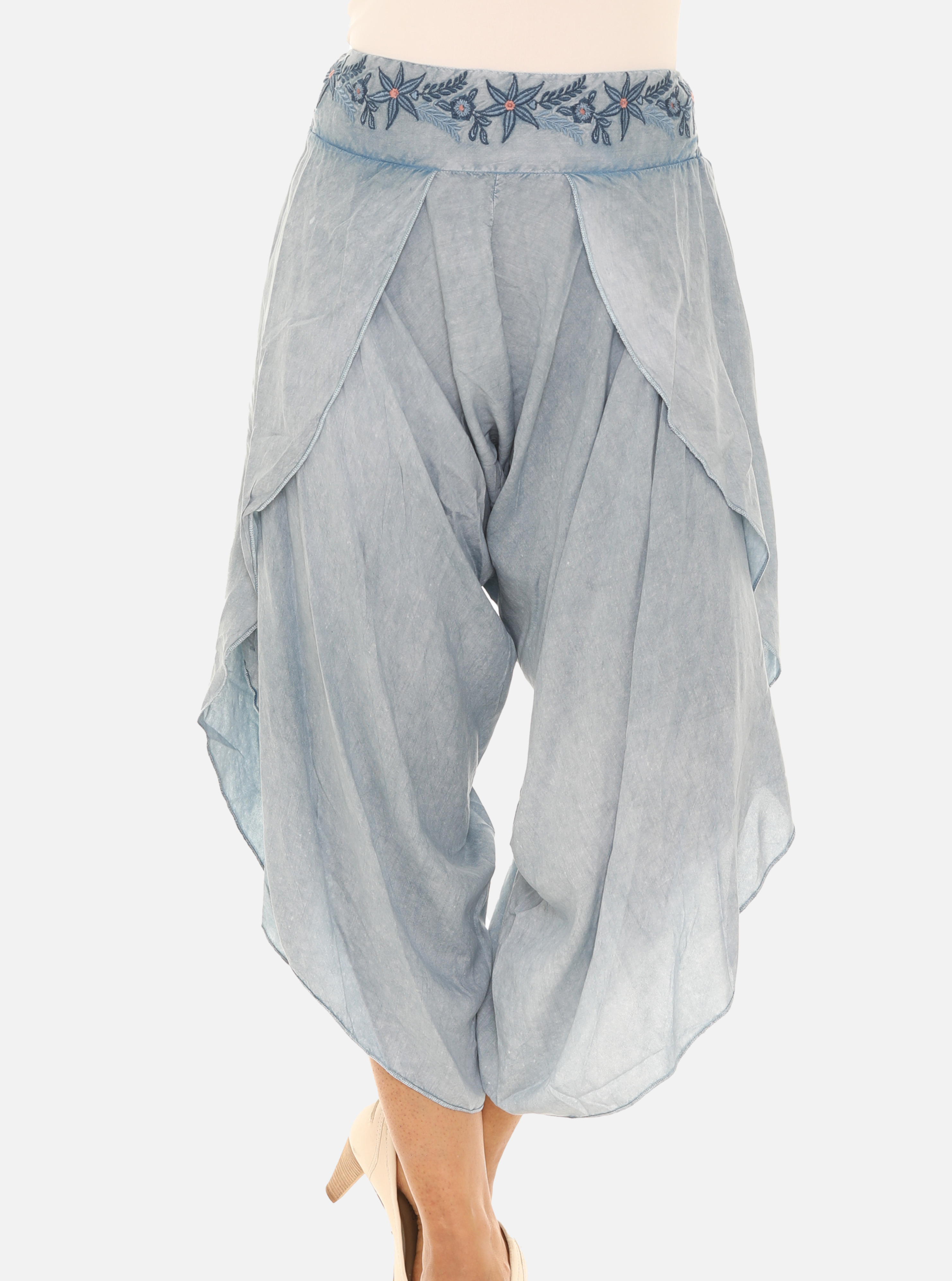 Embroidered Women's Front Split Open Harem Pants - Shoreline Wear