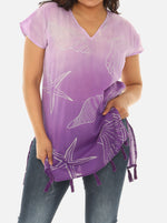 Gold starfish V-Neck Tunic With Tassels