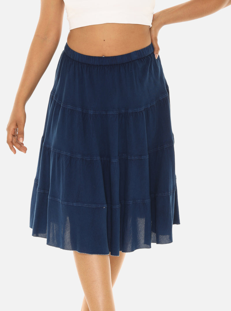 Hailey Tiered Denim Mini Skirt - francesca's