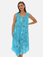 Women Rayon Midi Anchor And Dolphin Print Dress