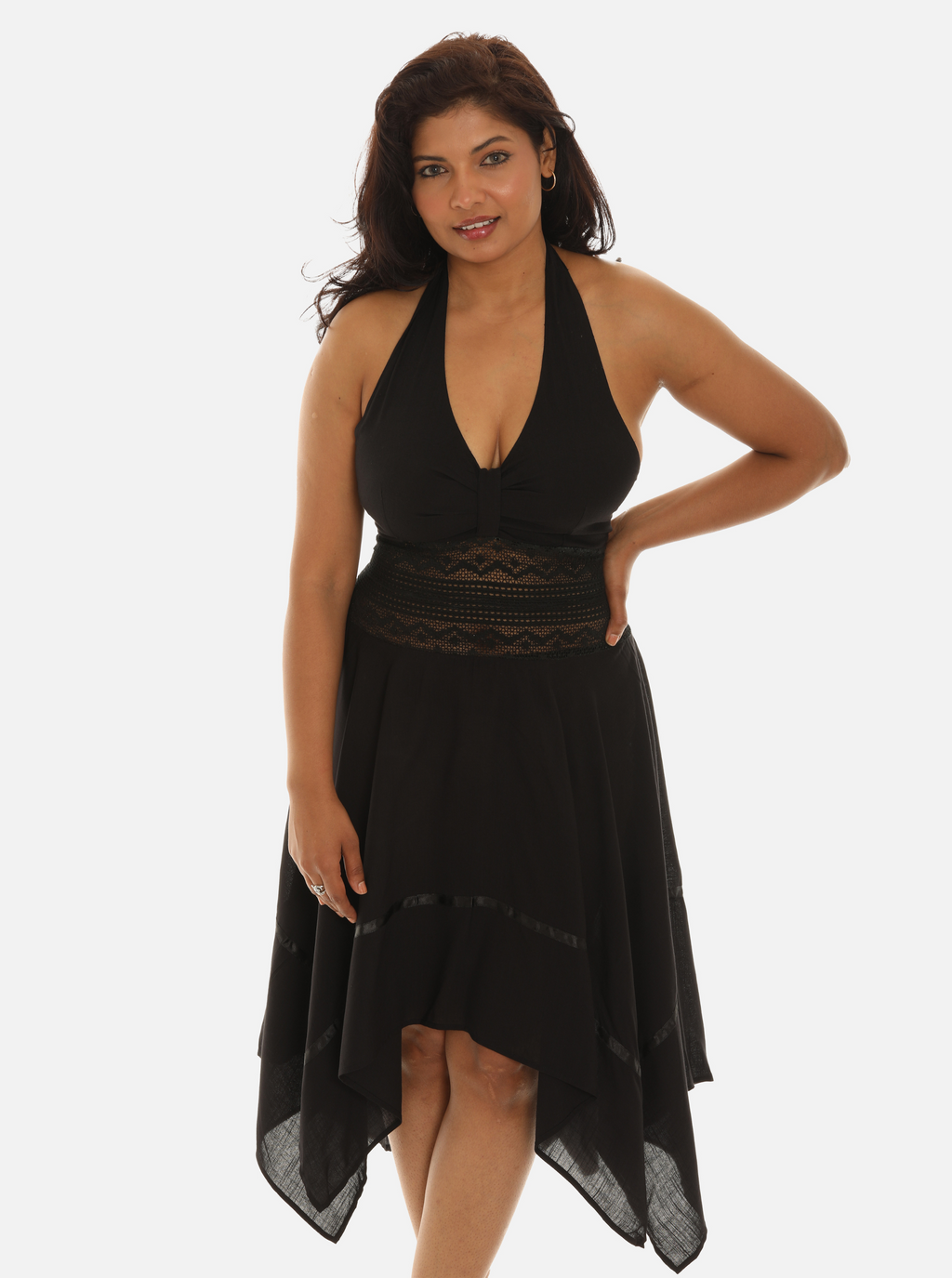 Premium Rayon Mexican Style Halter Dress M / White