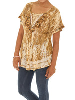 Tie-Dye Scoop Neck Three-Quarter Sleeve Tunic - Shoreline Wear, Inc.