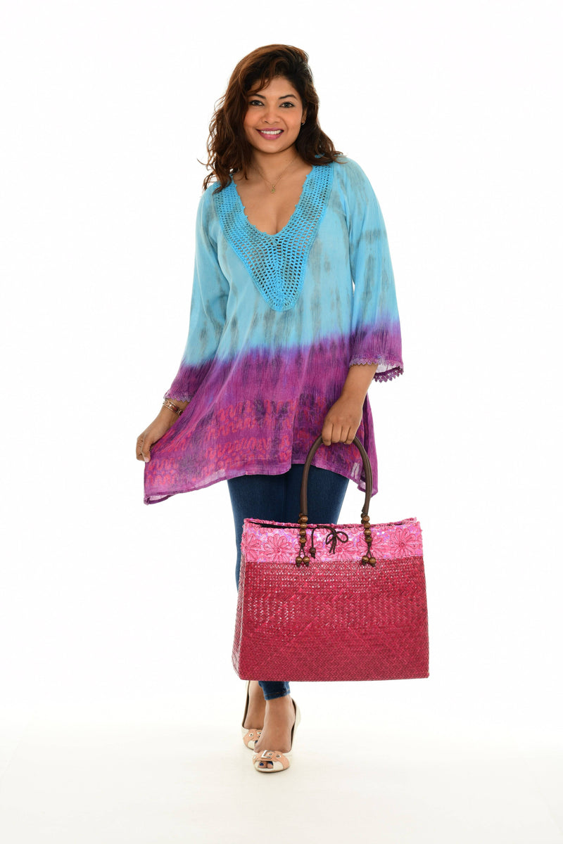 Pink & Purple Abstract Sidetail Tunic - Shoreline Wear, Inc.