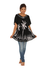Black Palm Tree Half-sleeves Top - Shoreline Wear, Inc.