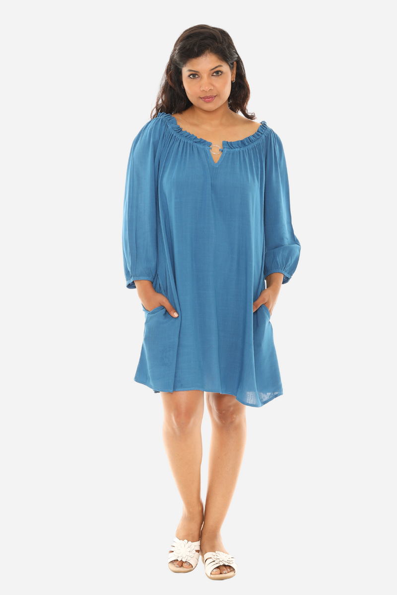 Notch neck shift dress best sale