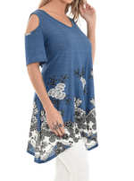 Blue Puffed Print Tunic - Shoreline Wear, Inc.