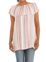 Pink Stripe Ruffled Off-Shoulder Top - Shoreline Wear, Inc.