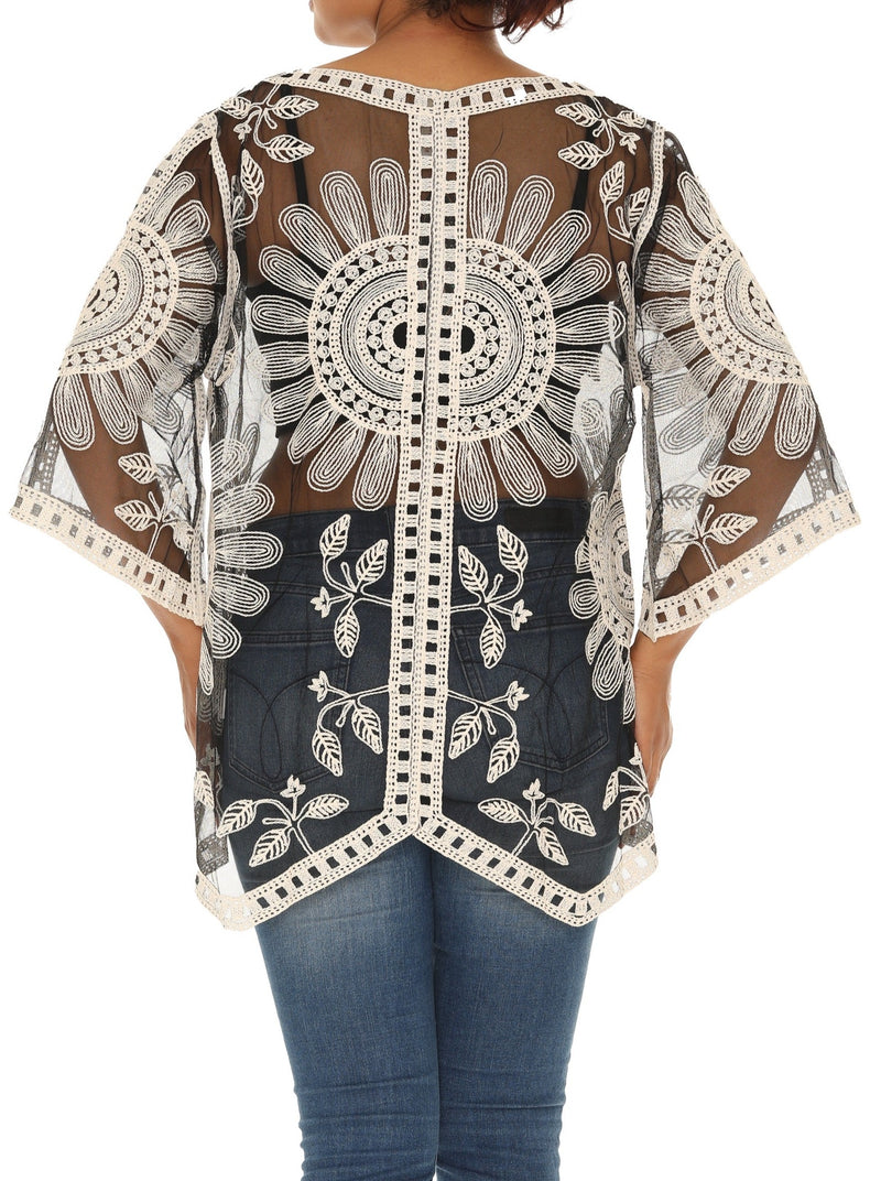 Embroidered Mesh blouse top - Shoreline Wear, Inc.