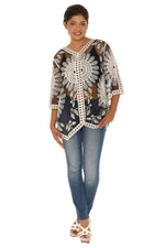 Embroidered Mesh blouse top - Shoreline Wear, Inc.