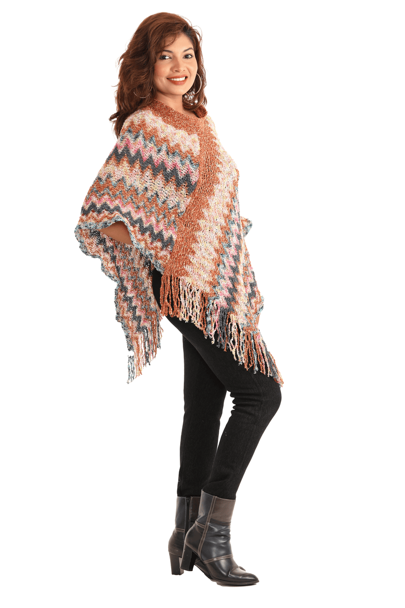 Casual knit Cape Poncho with Fringes - Shoreline Wear, Inc.