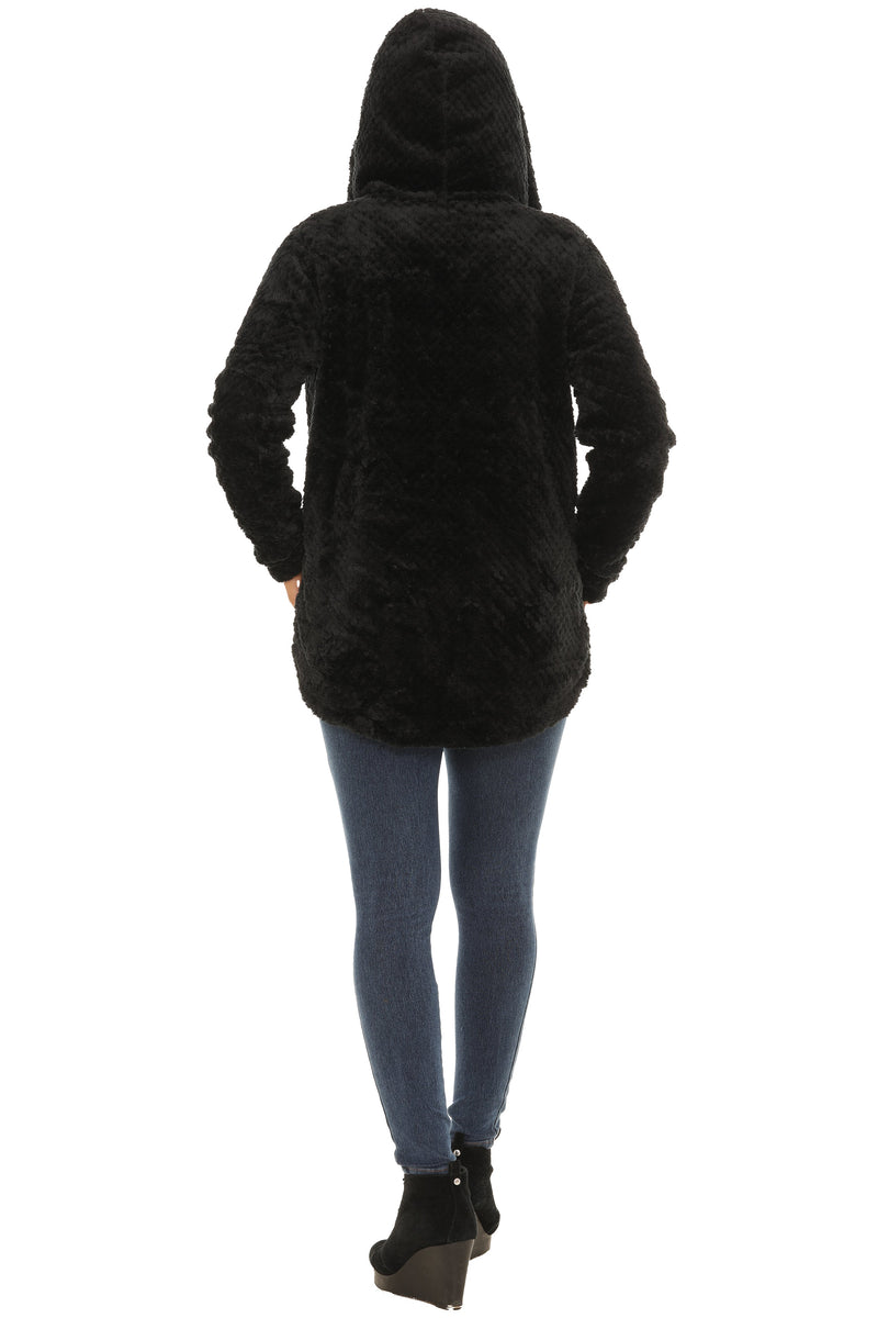 Textured Plush Button-Up Hoodie with Pocket - Shoreline Wear, Inc.