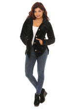 Textured Plush Button-Up Hoodie with Pocket - Shoreline Wear, Inc.