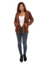 Textured Plush Button-Up Hoodie with Pocket - Shoreline Wear, Inc.