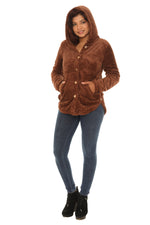 Textured Plush Button-Up Hoodie with Pocket - Shoreline Wear, Inc.