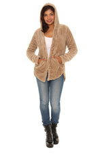 Textured Plush Button-Up Hoodie with Pocket - Shoreline Wear, Inc.