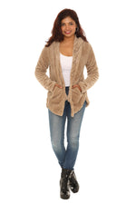 Textured Plush Button-Up Hoodie with Pocket - Shoreline Wear, Inc.