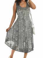 Grey Block Print with Embroidery & Sequin - Shoreline Wear, Inc.