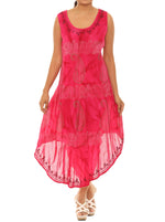 Tie Dye Star Print Sleeveless Midi Rayon Sundress - Shoreline Wear, Inc.