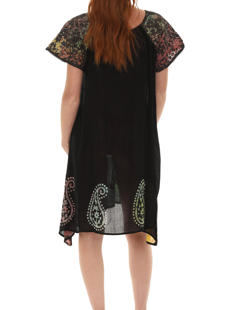 Black Paisley Side tail Dress S/M / Black